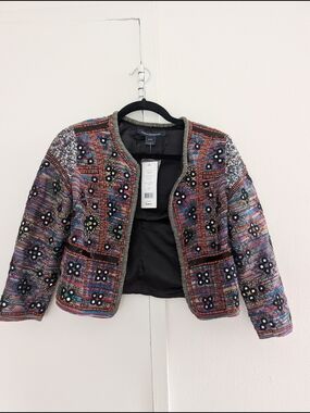 French Connection Multicolor Embellished Tweed Jacket